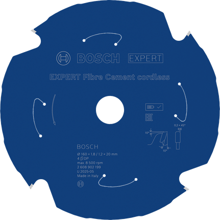 BoschEXPERT 纤维水泥无绳圆锯片，160 毫米 4 齿。